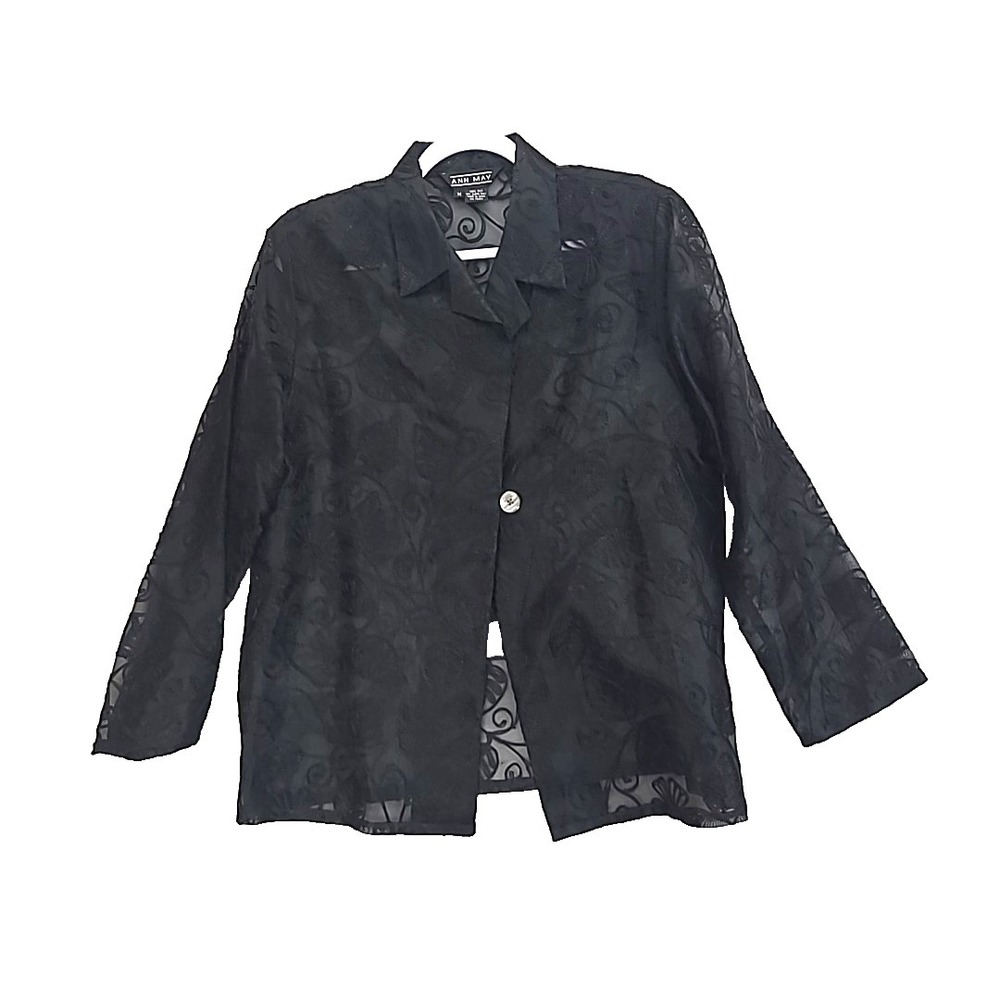 Ann‎ May Sheer 100% Silk Blouse Sz Med Business Casual Capsule